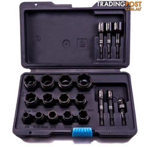 Impact Damaged Nut & Bolt Extractor Set 3/8 Drive 6mm-19mm Suretorq 0440-1903...