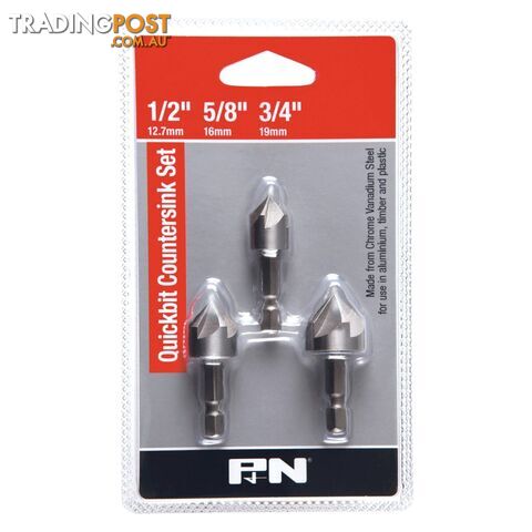 Countersink Set CR-V Quickbit Rose Head 3PC P&N 105CSRSET