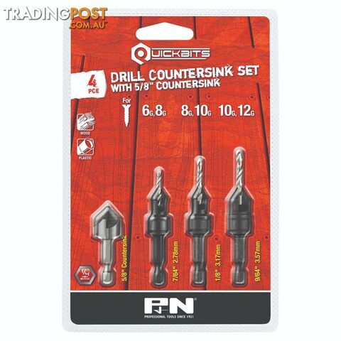 Drill HSS Countersink Set Quickbit Hex Shank 5PC P&N 105SDC000