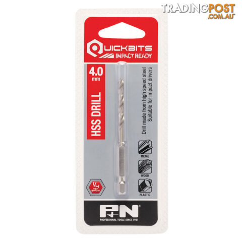 DRILL HSS IMPACT QUICKBIT HEX SHANK 4.50MM P&N 107B80045
