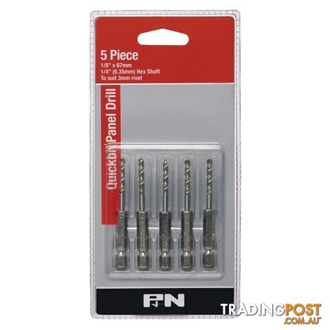 DRILL PANEL HSS QUICKBIT HEX SHANK 1/8"x67MM 5PC P&N 107BSTB18