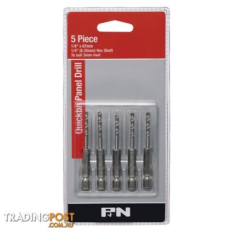 DRILL PANEL HSS QUICKBIT HEX SHANK #30x67MM 5PC P&N 107BSTB30