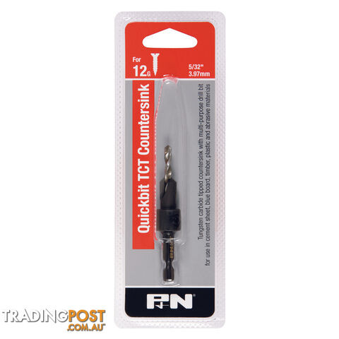 DRILL TCT & COUNTERSINK TCT QUICKBIT HEX SHANK 9/64 10G P&N 107DC0010