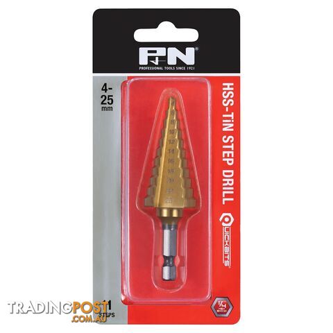 DRILL STEP 5/32-1/2 12-STEP HSS TiN QUICKBITS P&N 149010032