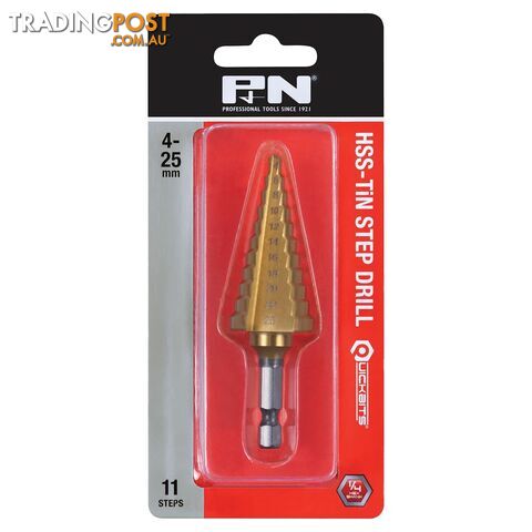 DRILL STEP 4-12MM 8-STEP HSS TiN QUICKBITS P&N 149040120