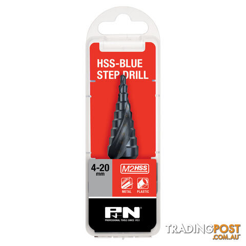 DRILL STEP 4-20MM 9-STEP M2 HSS BLUE SPIRAL FLUTE P&N 149060008
