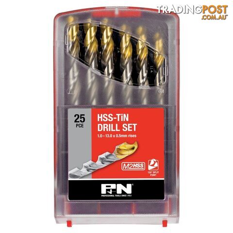 Drill Set Workshop HSS TiNite 25 Pce 1.0 - 13.0 x 0.5mm P&N Sutton Tool...