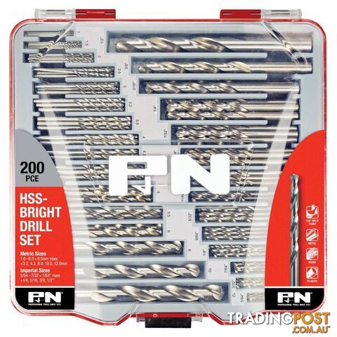DRILL JOBBER SET HSS BRIGHT MET/IMP 200PC P&N 165399200