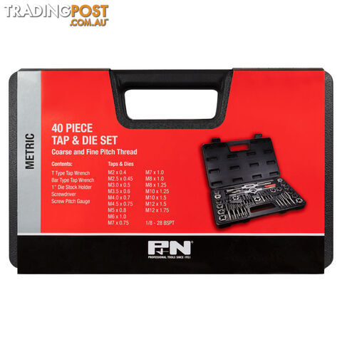 TAP & DIE SET METRIC Carbon Steel 40PC P&N 166044650