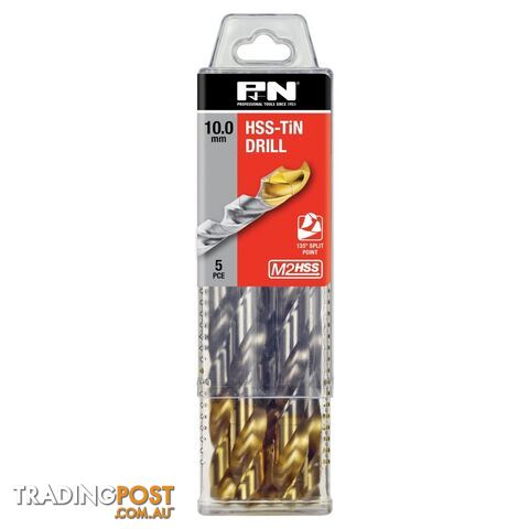 DRILL JOBBER HSS-TiN TIP 10.00 DIN338 5PK P&N 166313937