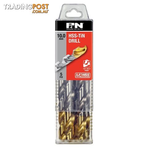 DRILL JOBBER HSS-TiN TIP 10.20 DIN338 5PK P&N 166314016