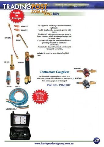 Contractor Gaugeless Oxy/LPG Kit With Model 818 Regulator Harris - photo 2 of 2