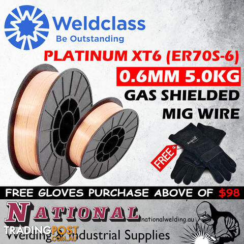 Mig Wire Platinum XT6 (ER70S-6) 0.6mm 200mm/5Kg Spool Weldclass 2-XMS608/06 - photo 2 of 2