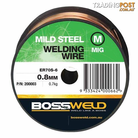 Mild Steel MIG Wire x 0.8mm (0.7 Kg Spl) Bossweld 200003