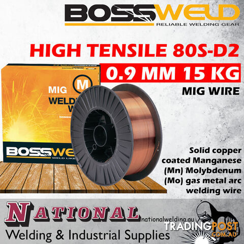 High Tensile Mig Wire 80S-D2 0.9 mm 15 Kg Bossweld 200015 - photo 2 of 2