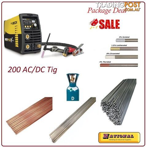 200X AC/DC Bossweld Tig Welder Package Deal 6 Piece