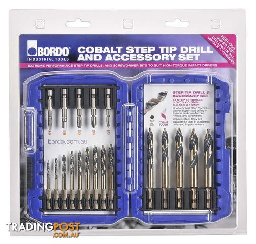 Cobalt Step Tip Drill and Accessory Set Bordo 2012-S1