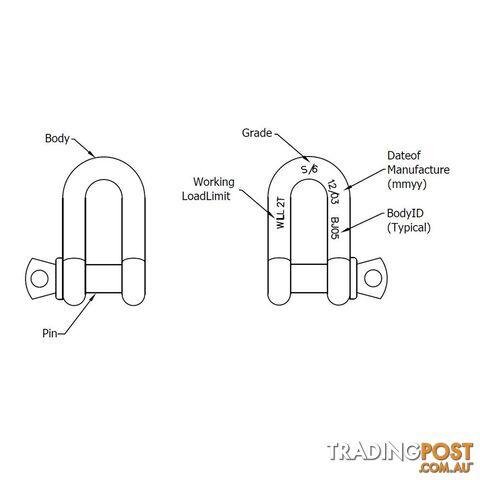 Beaver Yellow Pin Grade S Screw Pin Dee Shackle Beaver 241311 - photo 4 of 5