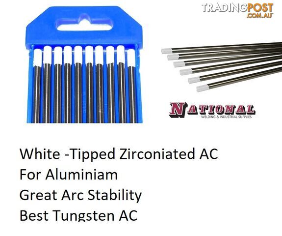 TIG Tungsten 2.4mm x 175mm WZr8 Zirconiated White Tip Each 24WZ8