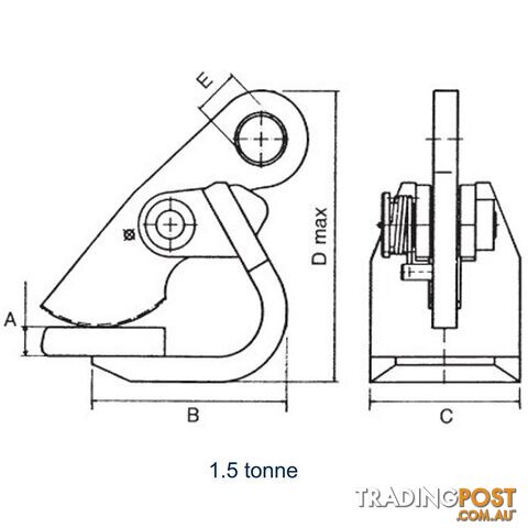 Horizontal Plate Clamp 1.5T 50mm Jaw Opening Beaver 250150A Pair : 2 - photo 2 of 2