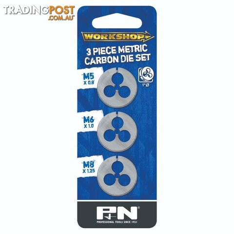 Die Set Metric 3Pce M5x0.8-M6x1.0-M8x1.25 GCr15 P&N Workshop SUTTON 267013103