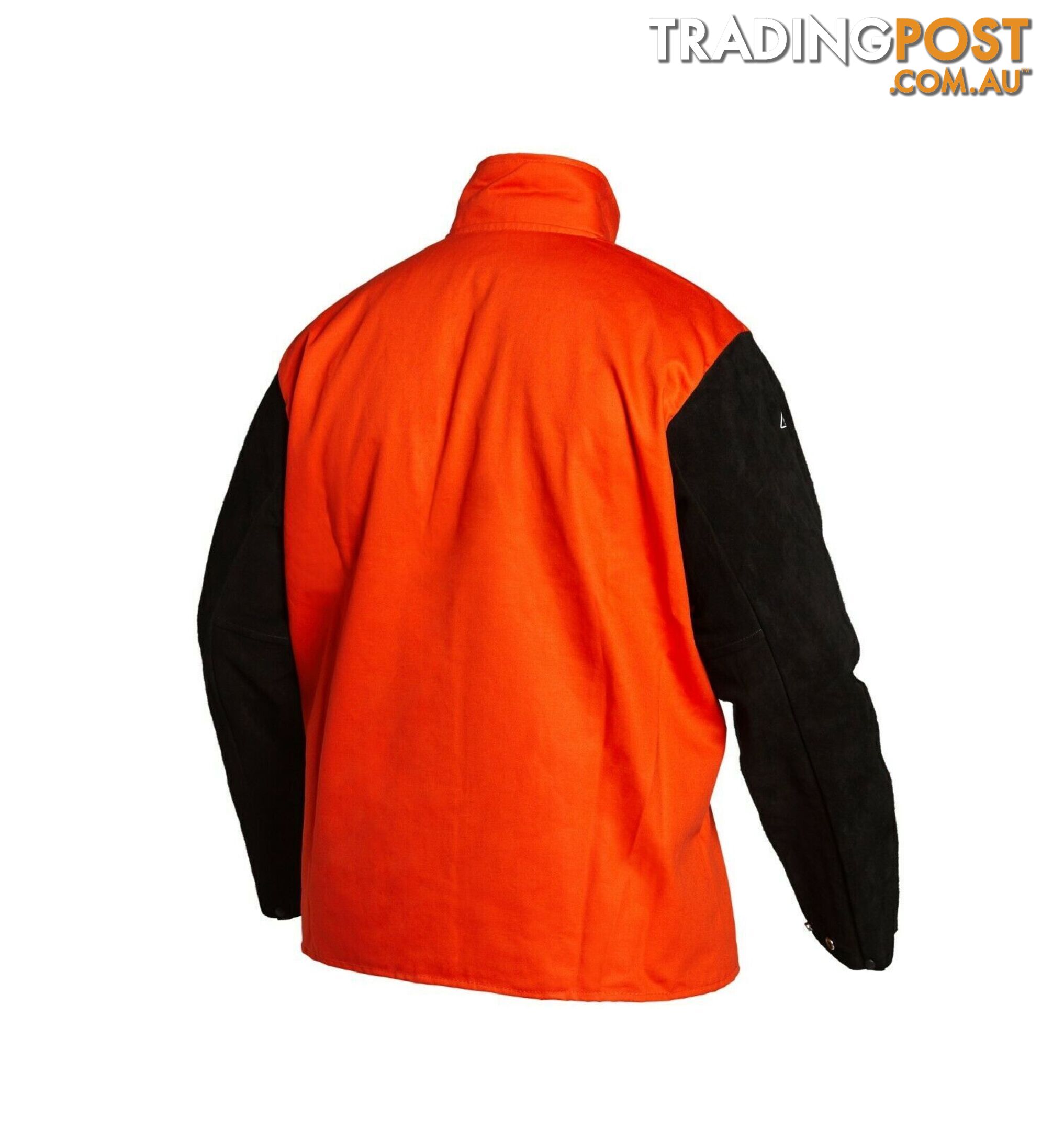 Welding Jacket Fire Resistant Bright Safety Orange with Leather Sleeves Large K4690-L