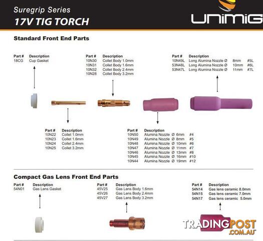 8 Metres 26V TIG Torch 35/50 Type Dinse Style Unimig 26V-8MCP50 - photo 3 of 3