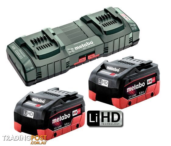 5.5 Ah x 2 LiHD Battery and ASC 145 DUO Fast Charger Kit Metabo AU62749805