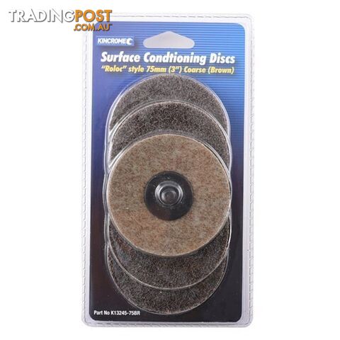 âRolocâ Style Sanding Discs 3â (75mm) 36 Grit (Coarse) 5 Pack Kincrome K13245-75BR