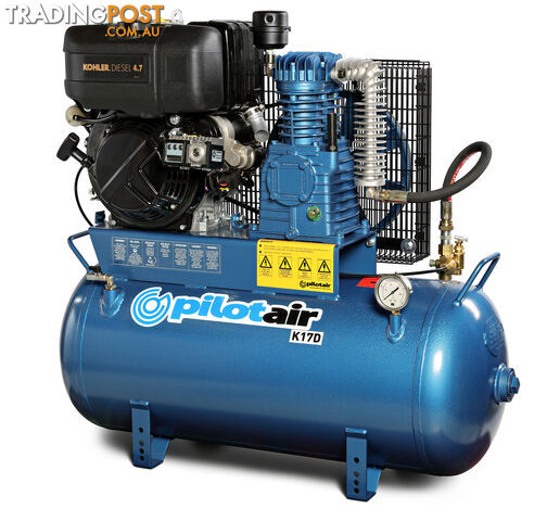 Reciprocating Air Compressor KOHLER diesel/KD225 (Electric Start) /100 L Rec./308 L/min FAD Pilot K17D