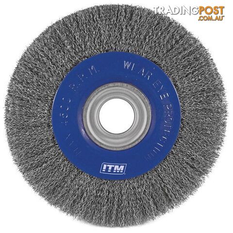 Crimp Wire Wheel Brush Stainless Steel 200mm X 20mm Multi Bore ITM TM7012-220