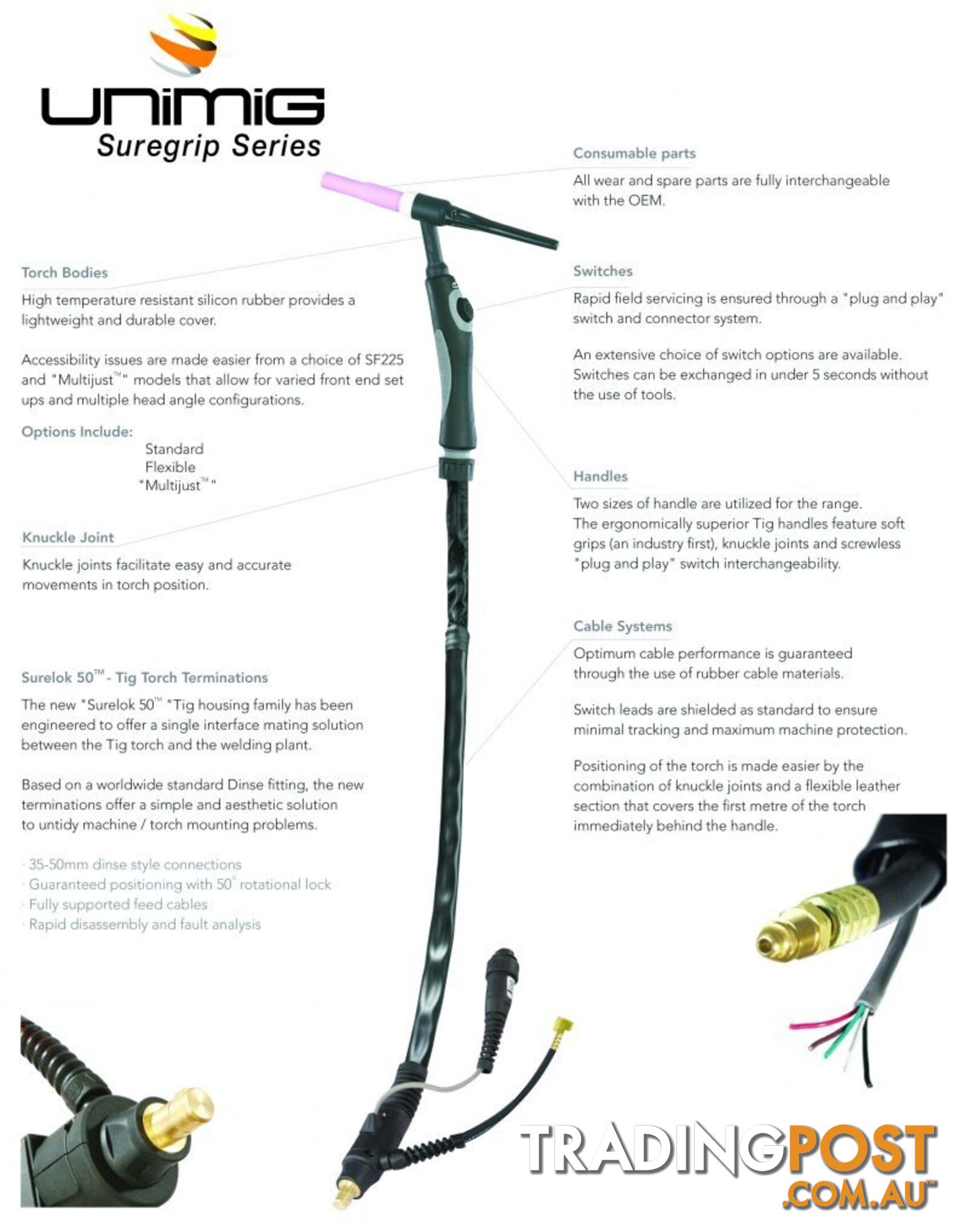 SR9 Suregrip Series Ergo TIG Torch Unimig SR-9