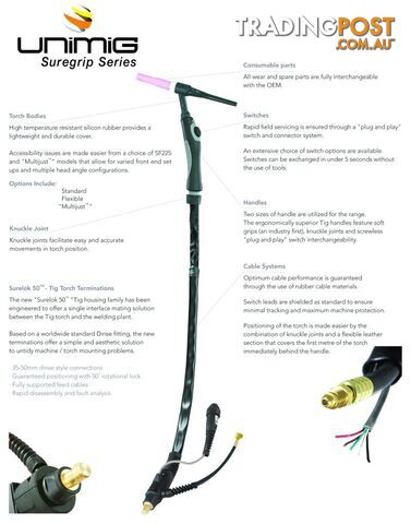 SR9 Suregrip Series Ergo TIG Torch Unimig SR-9