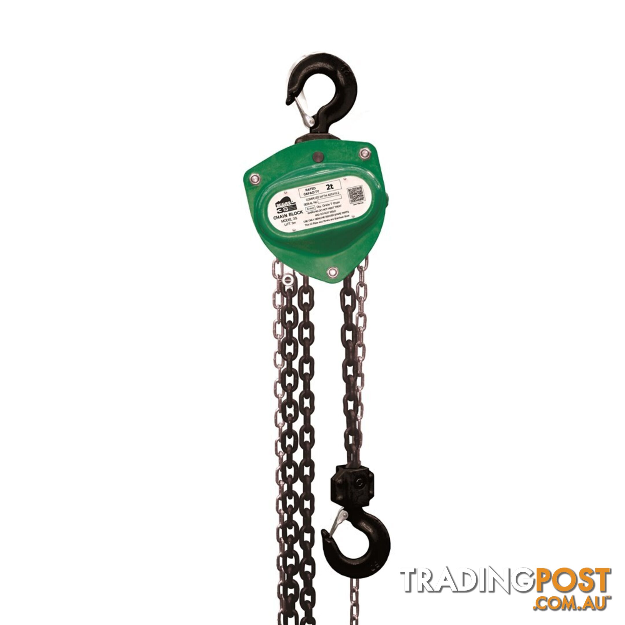 Chain Blocks 3s 6m  2000kg Green Beaver 503206