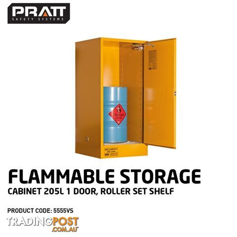 Flammable Storage Cabinet 205L 1 Door Roller Set Shelf 5555VS