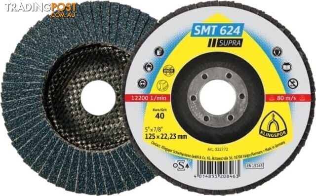 Abrasive Mop Discs for Stainless Steel, Steel 125 X 22.23mm Grain 60 Convex SMT...