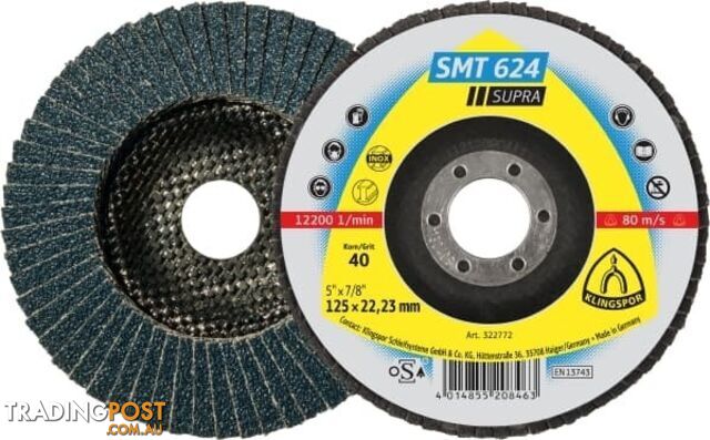 Abrasive mop discs for Stainless Steel, Steel 125 x 22.23mm Grain 80 Convex SMT...