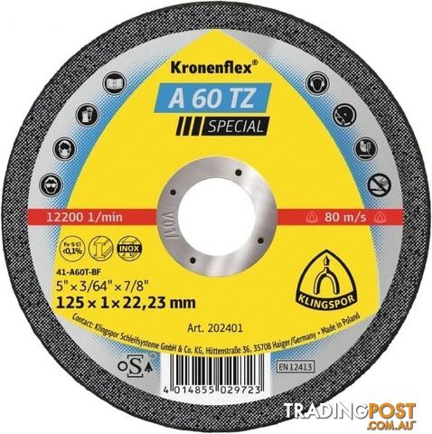Cut Off Wheels For Steel & Stainless Steel A 60 TZ Kronenflex 367211