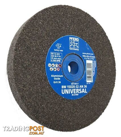 150mm Bench Grinding Wheel Aluminium Oxide BW 15020-32 AN 36 Universal Pferd...
