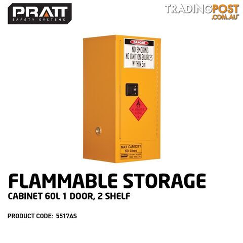 Flammable Storage Cabinet 60 Litres 1 Door 2 Shelf 5517AS