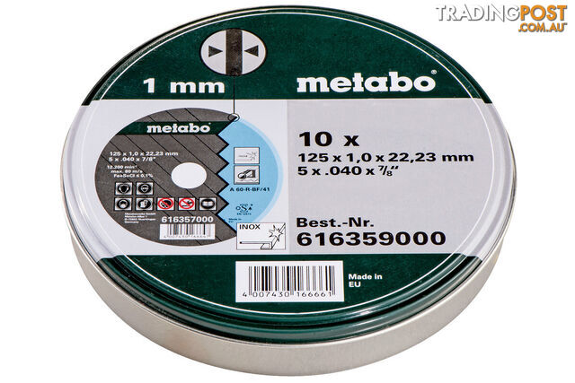 Cutting Disc 125 x 1.0 x 22.23 Inox TF 41 Metabo 616359000 Pack of 10