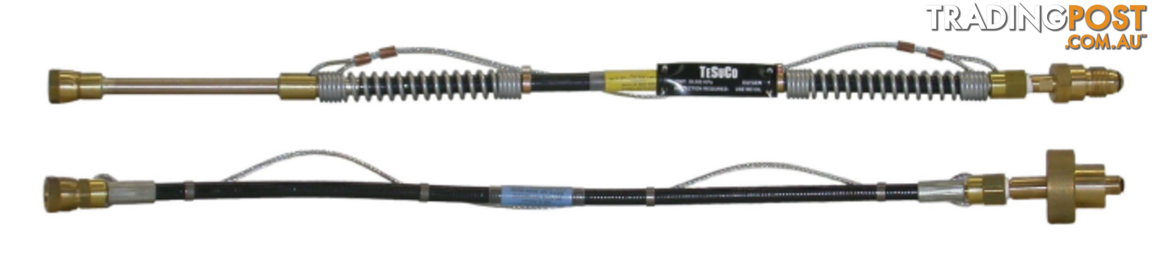 Flexible Lead Air 800 mm 1/2" Flat RH M - 3/8 BSP RH FM To Suit Manifolds / Rails