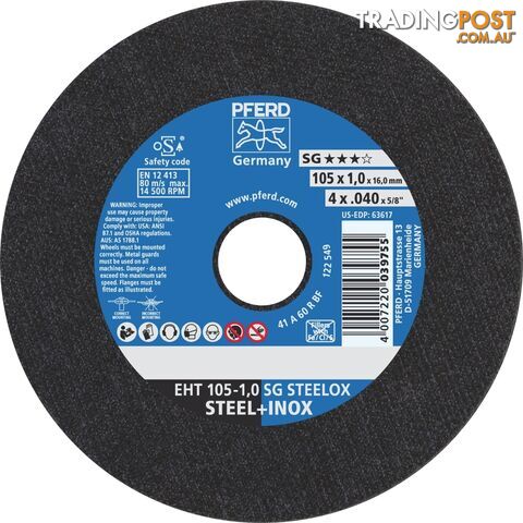 Cut-Off Wheel Ultra-Thin 105mm X 1.0mm Premium - Inox Stainless Steel Pferd 69121043 Pack of 5