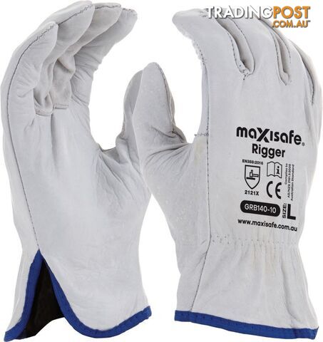 Large Sized Rigger Gloves Full Cow Grain Leather Maxisafe GRB140-10