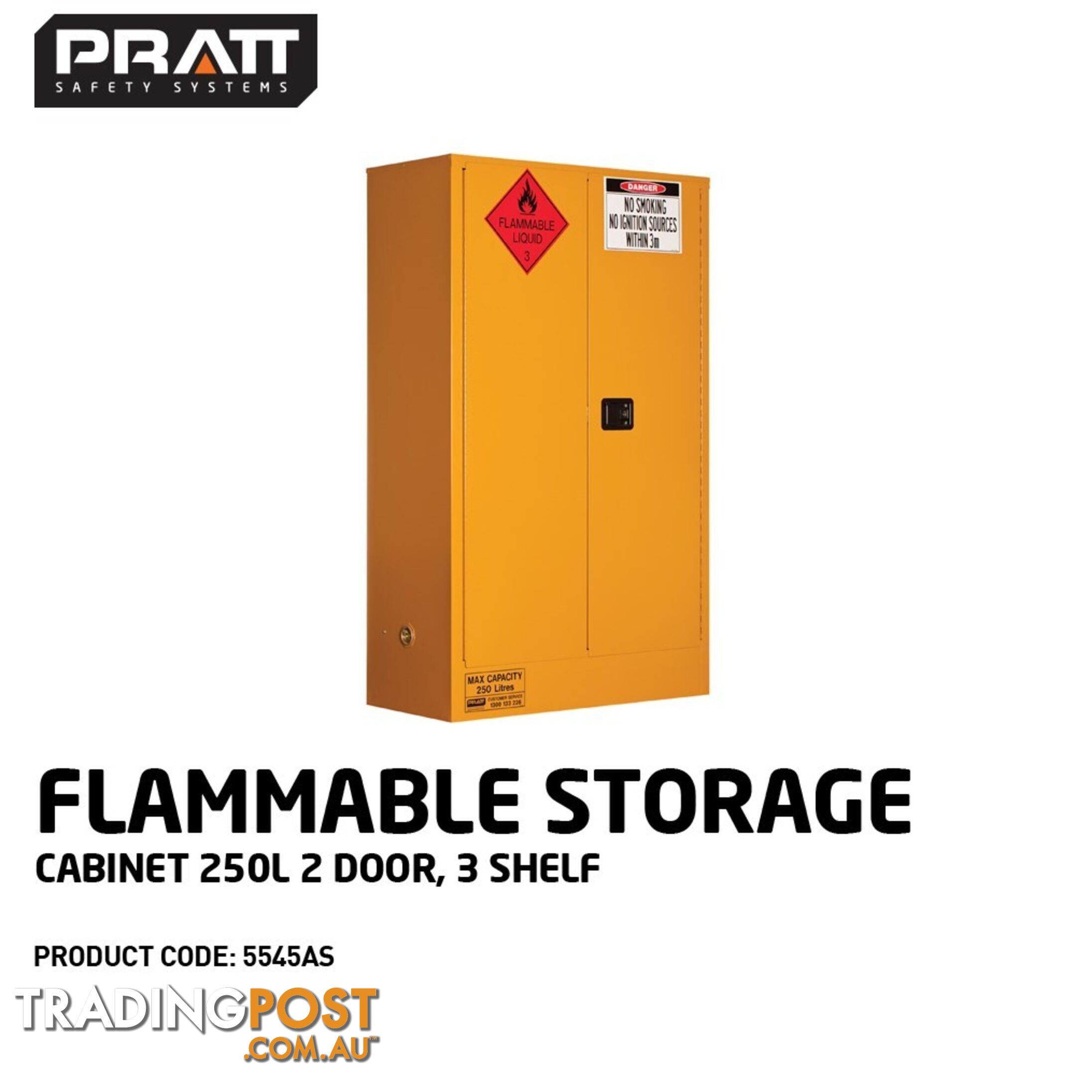 Flammable Storage Cabinet 250L 2 Door 3 Shelf 5545AS