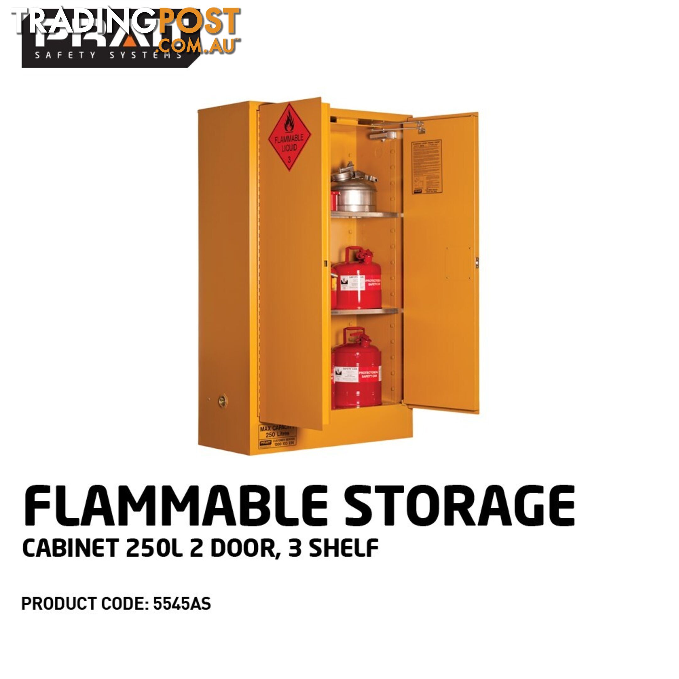 Flammable Storage Cabinet 250L 2 Door 3 Shelf 5545AS