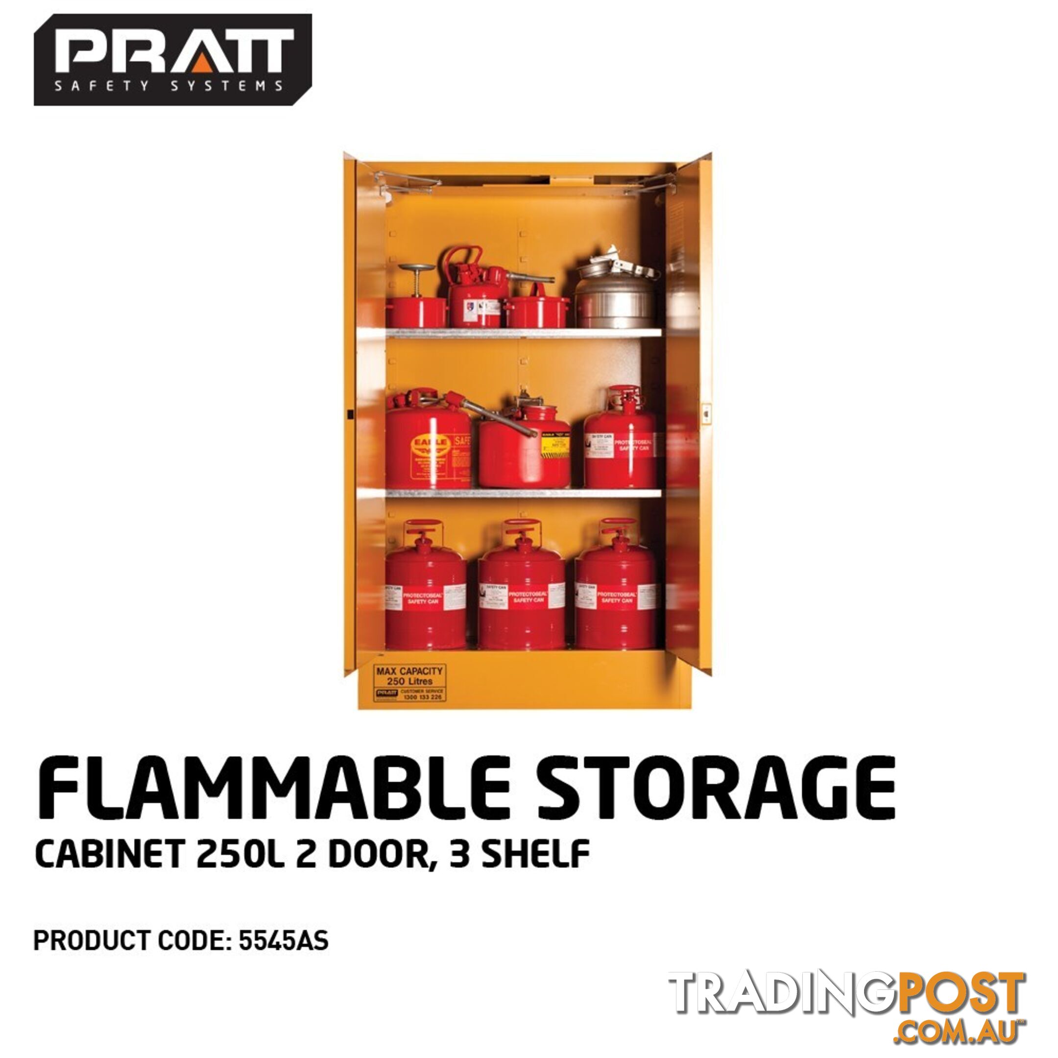 Flammable Storage Cabinet 250L 2 Door 3 Shelf 5545AS