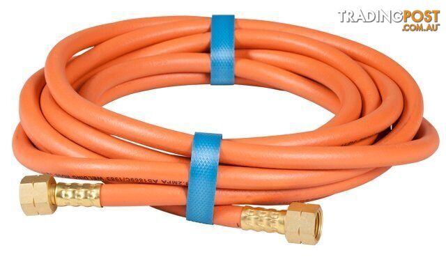 LPG Single Hose Set 10 Meters (5mm ID Orange) 5/8 Female LH Fittings 4-SLP10M