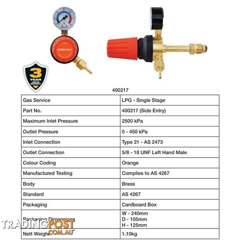LPG High Pressure Regulator Bossweld 400217 - photo 4 of 4