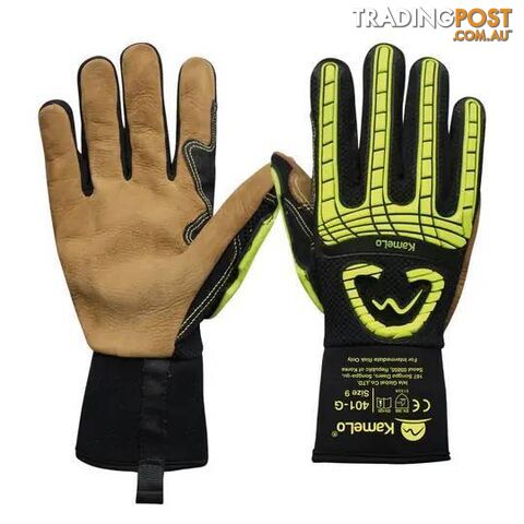 TPR Impact Resistant Leather Palm XL Gloves KameLo 401-G-XL